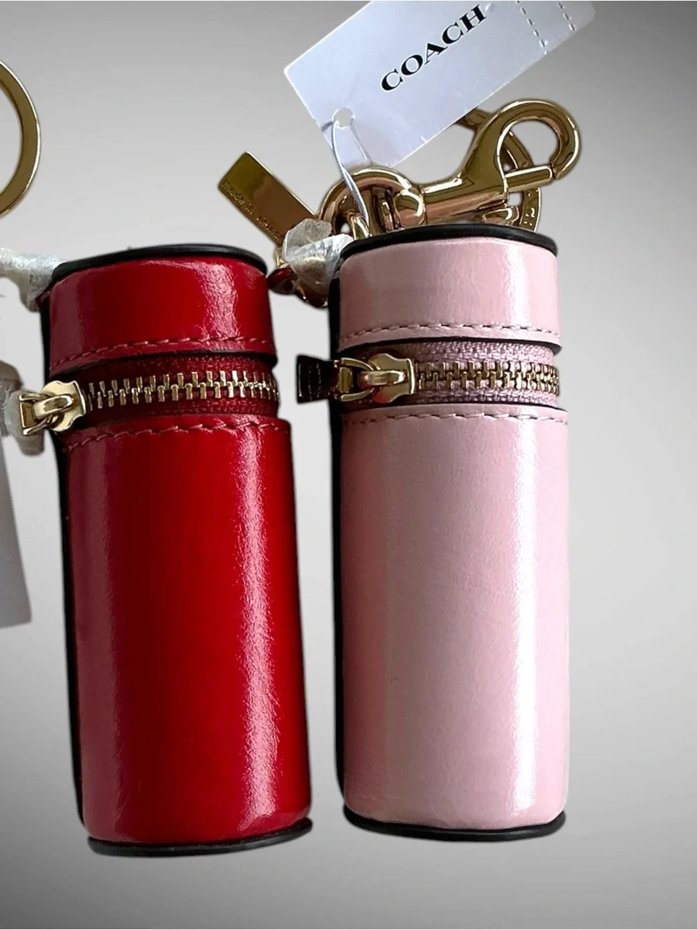 Coach Lipstick Holder Bag Charm Bundle Pink Red CEM91 NWT